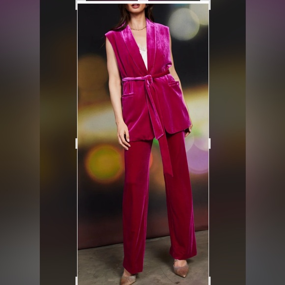 Skies Are Blue Pants - 🩷Valentines Day❤️Pink velvet pant suit size medium. Skies are blue.
